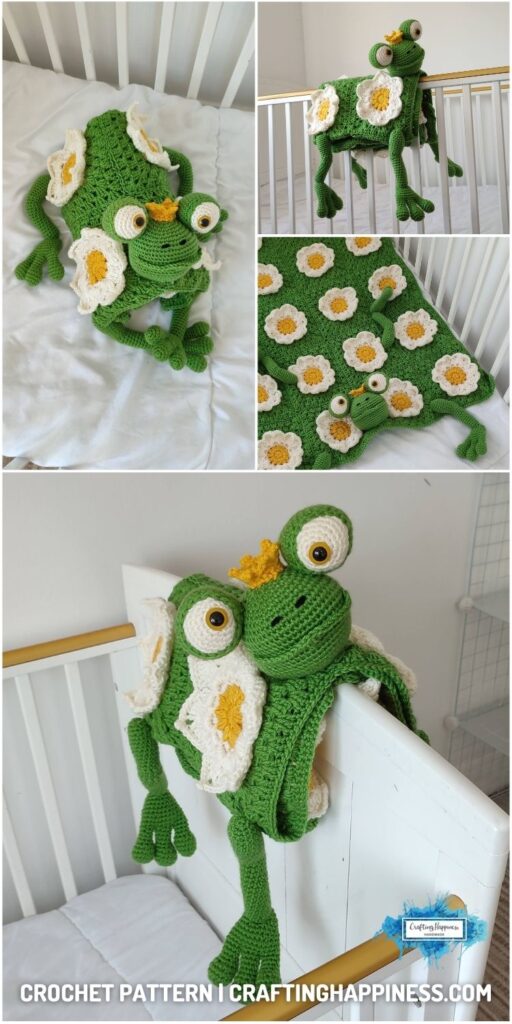 PIN 1 BLOG POSTER - Frog Crochet Baby Blanket - Crafting Happiness