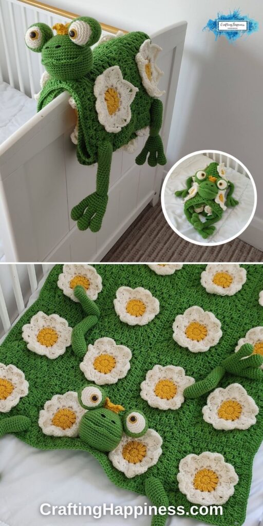 PIN 3 BLOG POSTER - Frog Baby Blanket Crochet Pattern by Crating Happiness