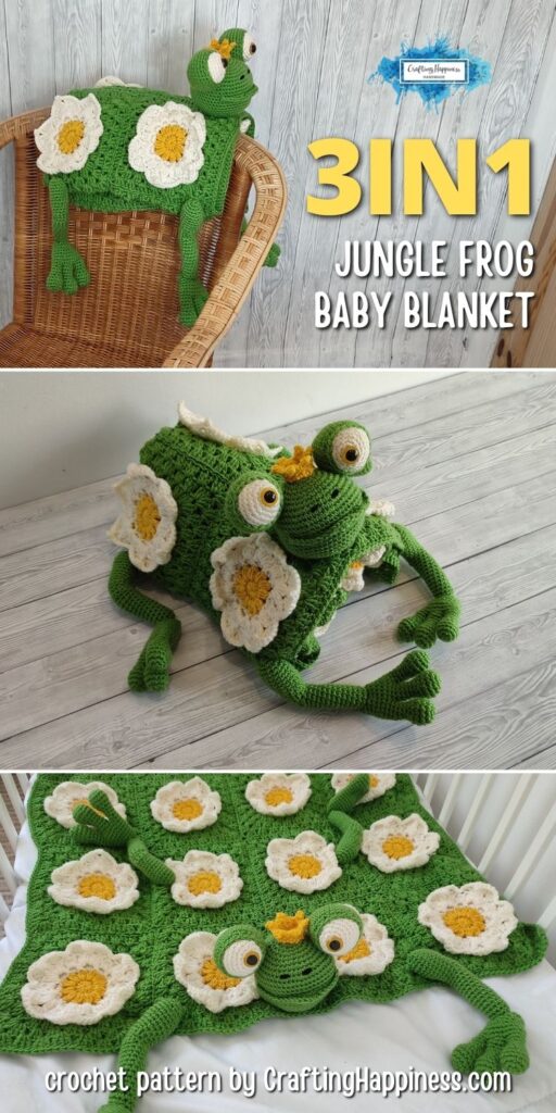 PIN 4 BLOG POSTER - 3in1 Frog Baby Blanket - Crochet Pattern by Crafting Happiness