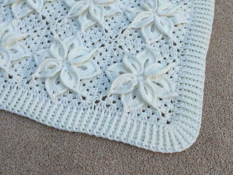 BLOG PHOTO 4 - White Poinsettia Blanket - Crafting Happiness