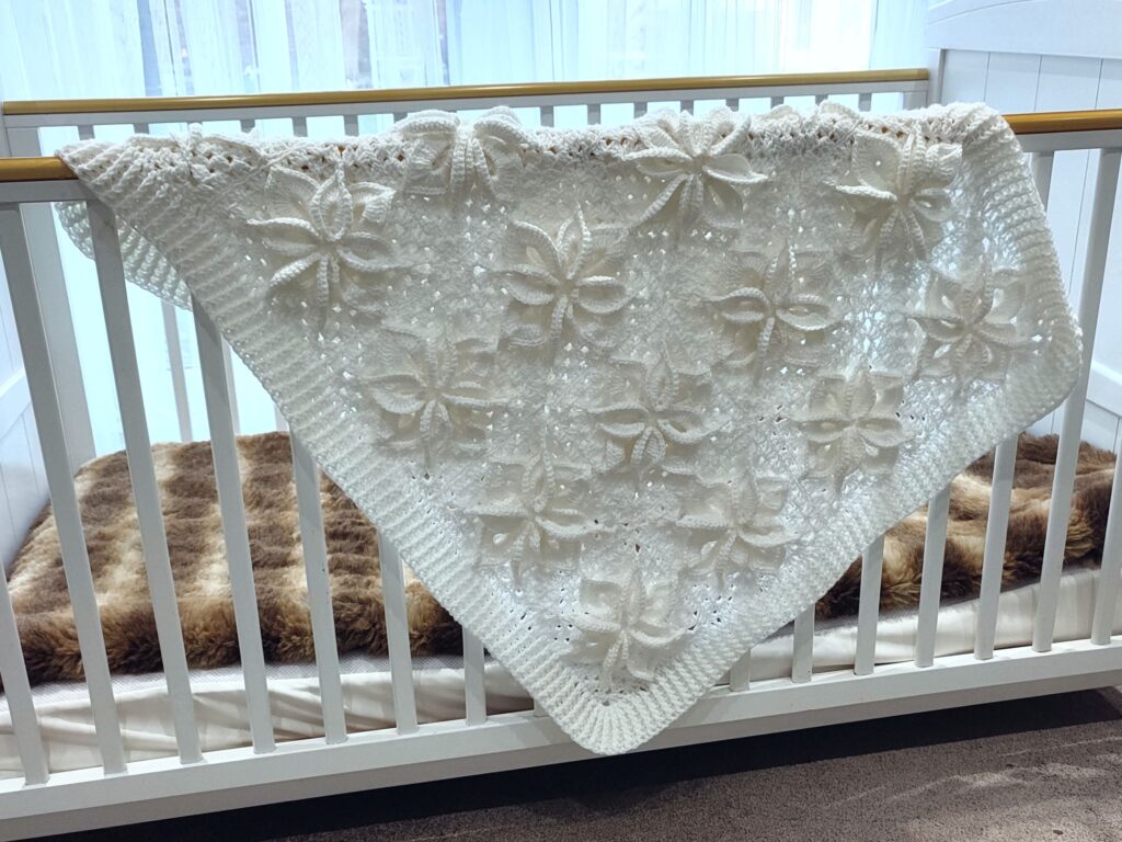 SHOP PHOTO 10 - White Poinsettia Blanket - Crafting Happiness