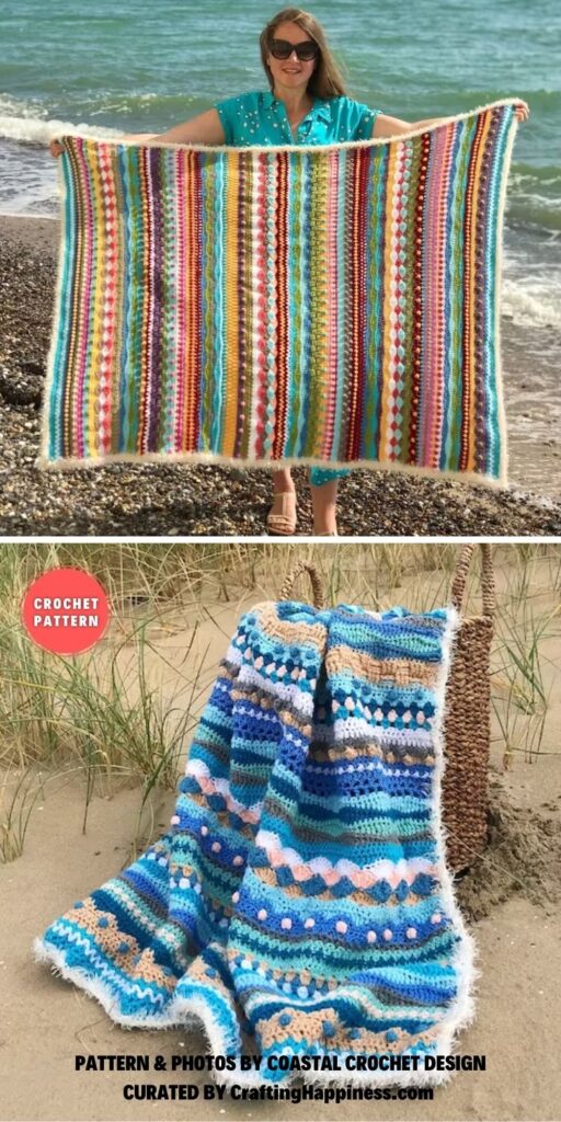 Seaside Stash Busting Blanket - 7 Awesome Crochet Mother's Day Blanket Pattern Ideas