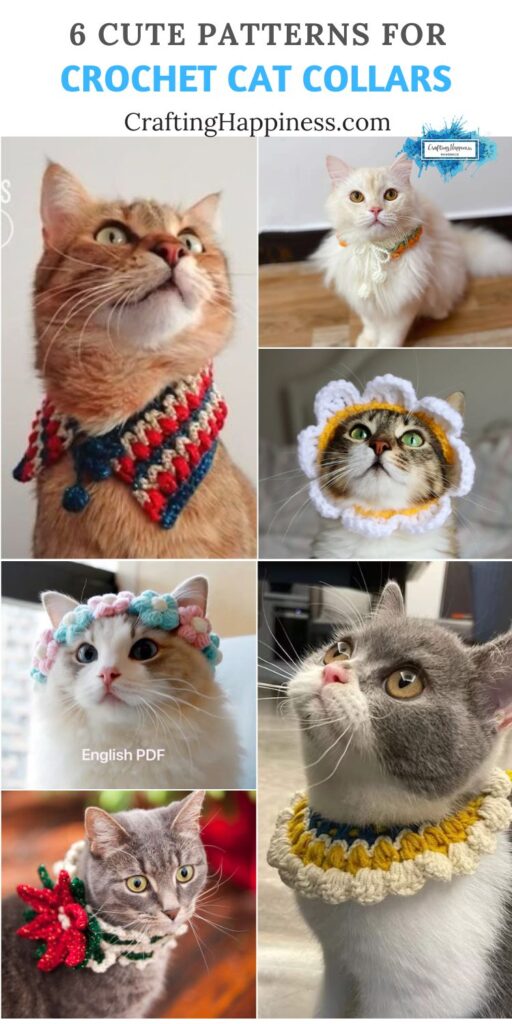 6 Cute Patterns For Crochet Cat Collars PIN 2