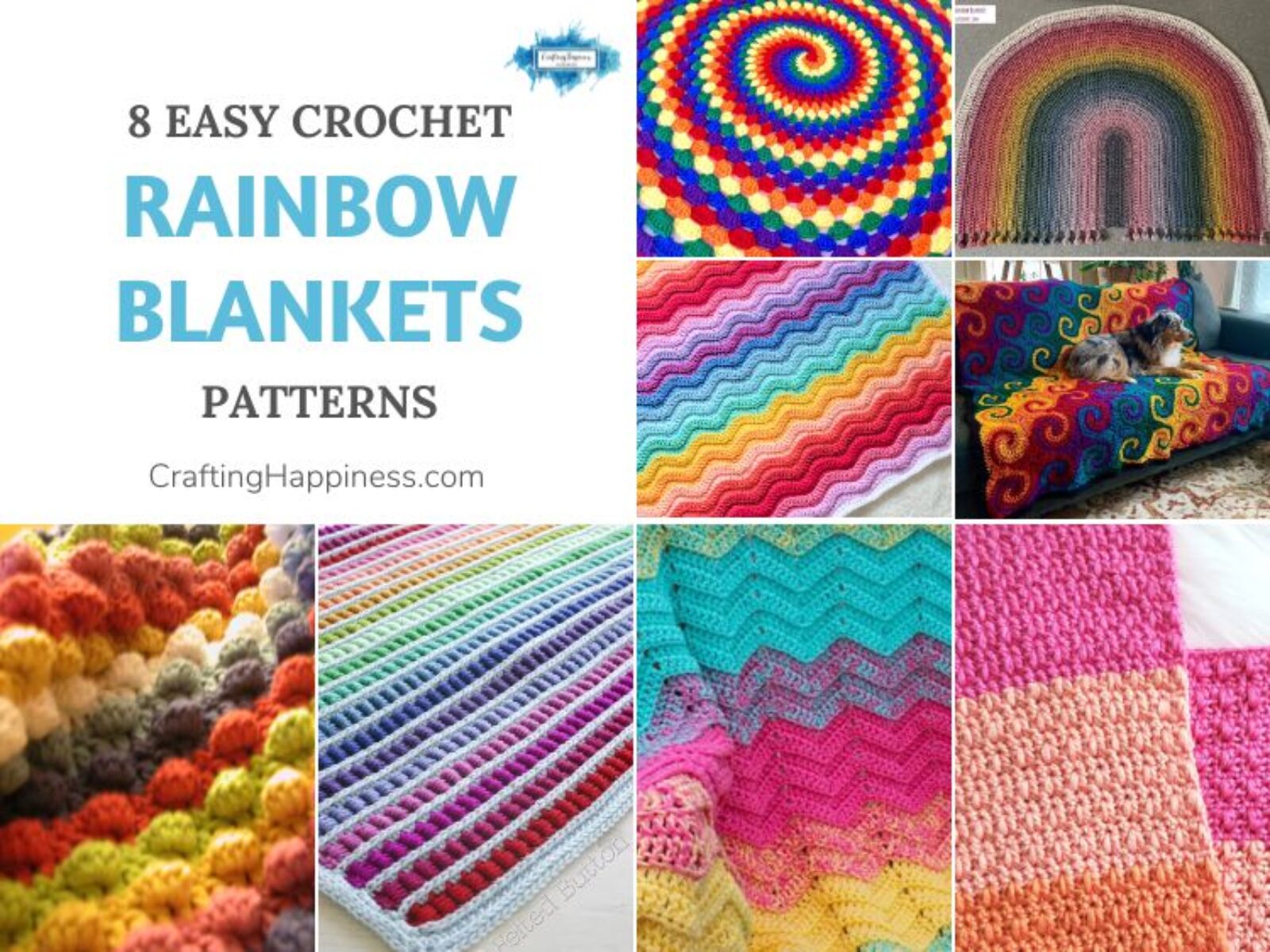 8 Easy Crochet Rainbow Blanket Patterns FB POSTER