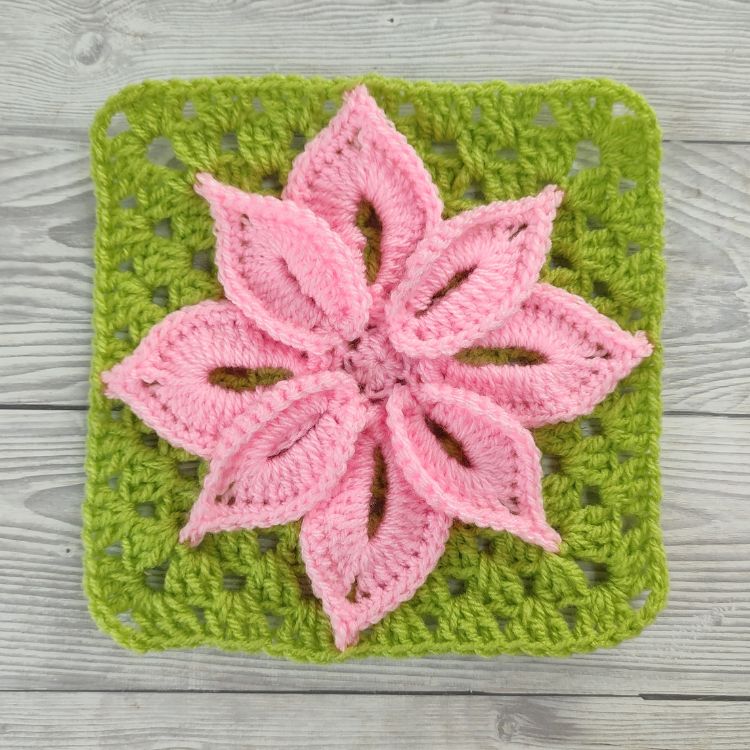 BLOG PATTERN SWATCH 3 - Crochet Poinsettia Square _ Crafting Happiness