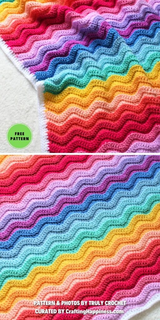 Chunky Rainbow Ripple Baby Blanket - 8 Easy Crochet Rainbow Blanket Patterns
