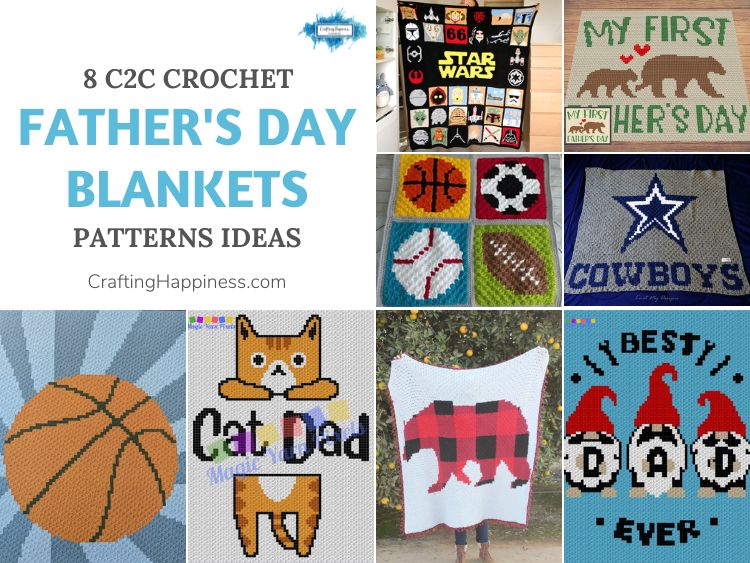 8 C2C Crochet Father's Day Blankets Patterns Ideas FB POSTER