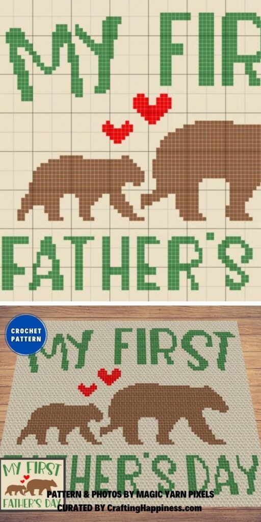 My First Father's Day Graph and Pattern - 8 C2C Crochet Father's Day Blankets Patterns Ideas