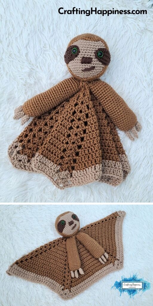 PIN 3 BLOG POSTER - Crochet Sloth Baby Security Blanket Pattern by Crafting Happiness
