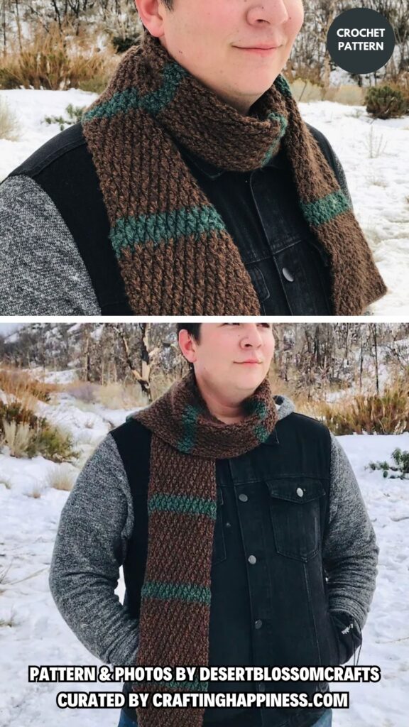 1. Alpine Mans Scarf - 7 Men's Scarves For Father's Day Crochet Patterns - Crafting Happiness