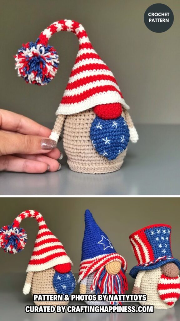 2. American patriotic gnomes - 6 Independence Day Patriotic Gnomes Crochet Patterns - Crafting Happiness
