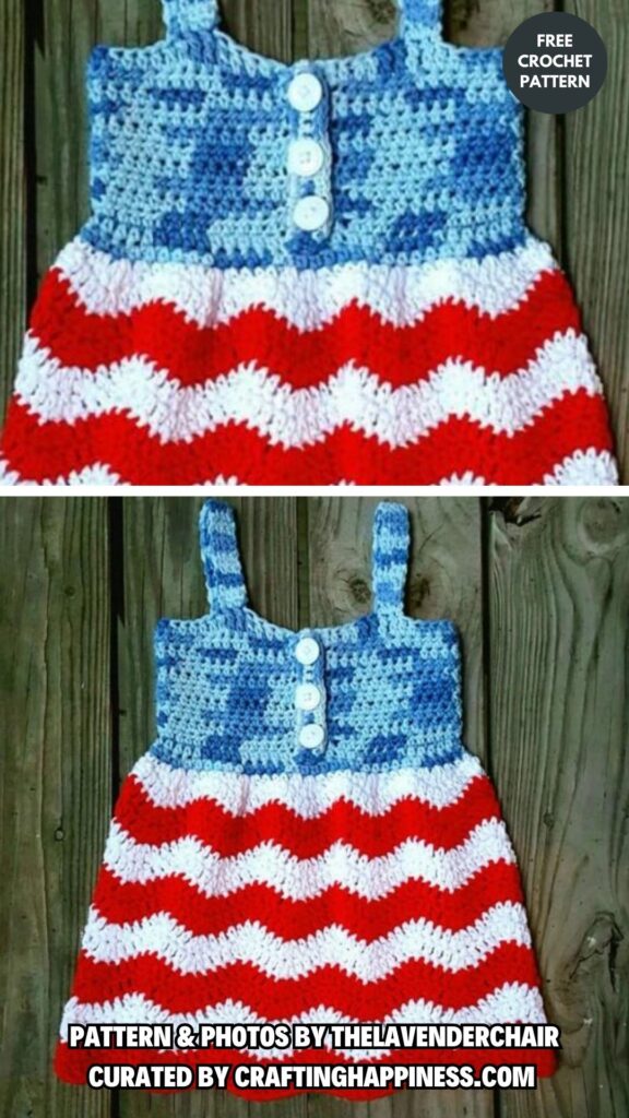 2. Red White and Blue Jean Dress - 5 Free Crochet Patterns For 4th Of July Props For Babies - Crafting Happiness