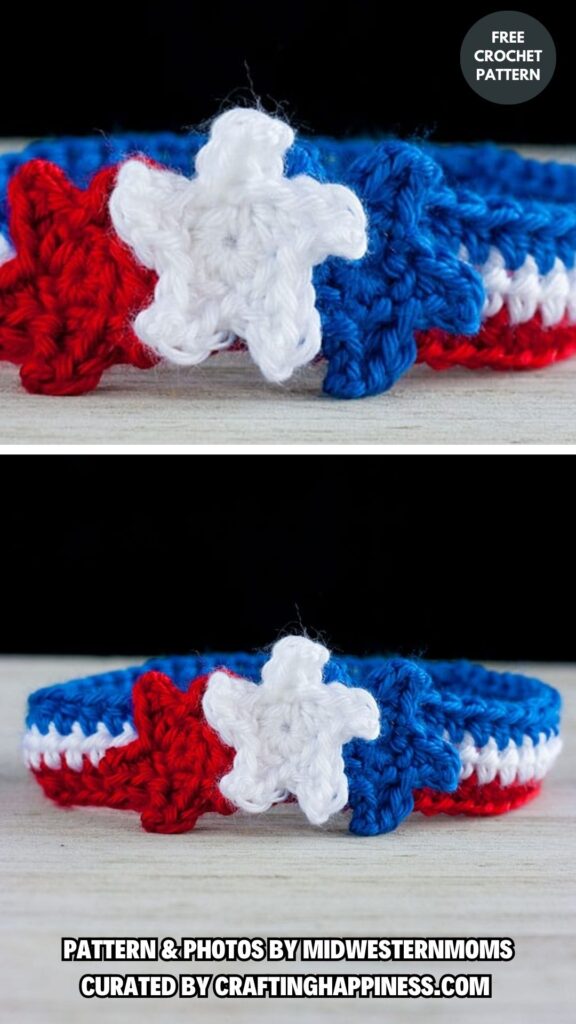 3. Patriotic Crochet Headband Pattern with Stars - 5 Free Crochet Patterns For 4th Of July Props For Babies - Crafting Happiness