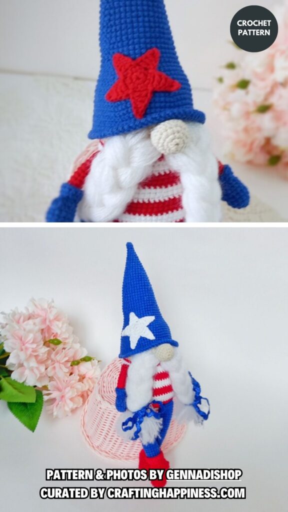 4. toy gnome, pattern for independence day - 6 Independence Day Patriotic Gnomes Crochet Patterns - Crafting Happiness