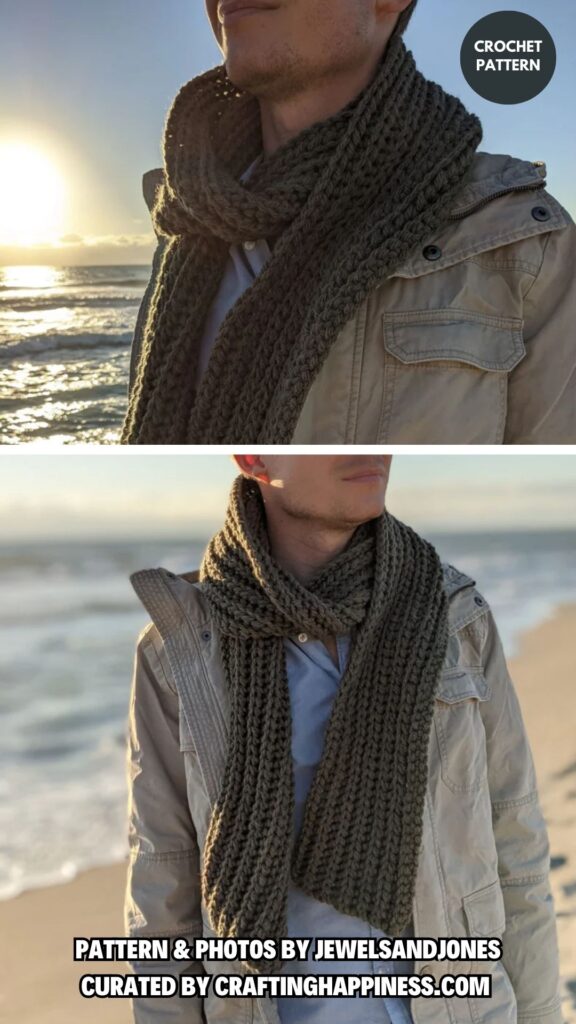7. Men's Crochet Scarf Pattern - 7 Men's Scarves For Father's Day Crochet Patterns - Crafting Happiness