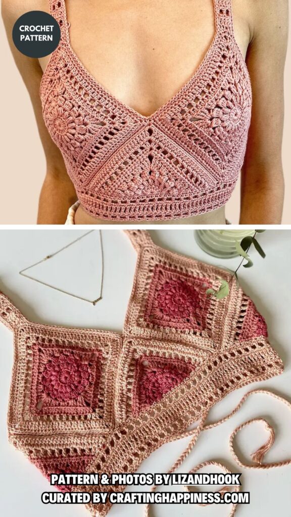 7. Sunburst Mosaic Bralette - 8 Crochet Bralette Patterns That Are Comfortable To Wear - Crafting Happiness