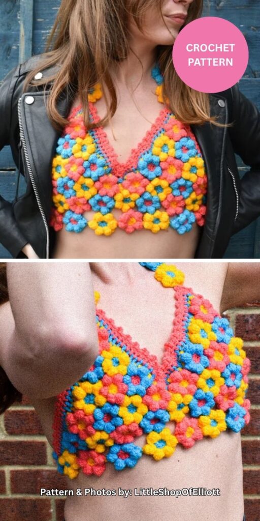 Boohoo style flower bralette - 7 Beautiful Mermaid Tail Blanket Crochet Patterns