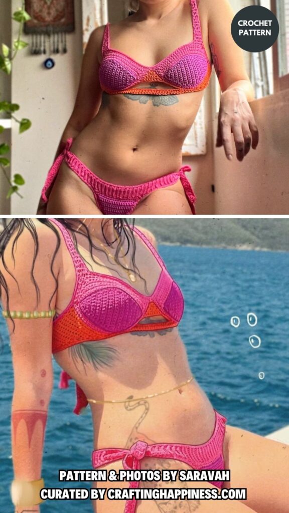 6. ColorBlock Bikini - 6 Crochet Bikini Set Patterns For The Summer Holiday - Crafting Happiness