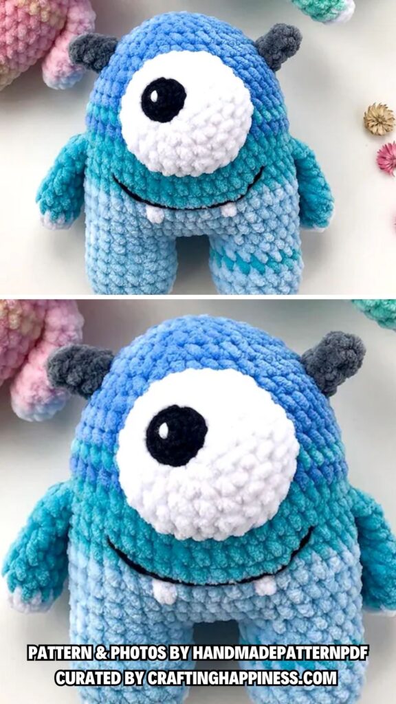 4. One Eyed Yarn Monster Pattern - 8 Crochet Patterns For Adorable Amigurumi Monsters - Crafting Happiness