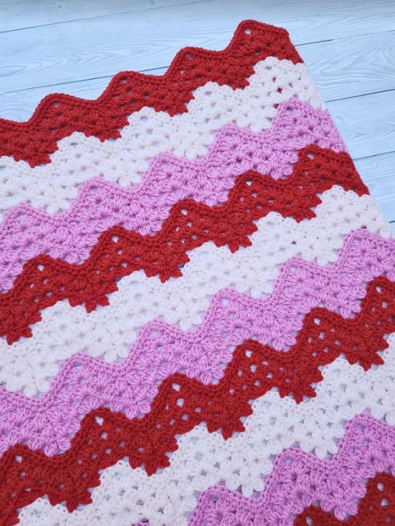 BLOG PHOTO 2 - Strawberry Ripples Baby Blanket - Crafting Happiness