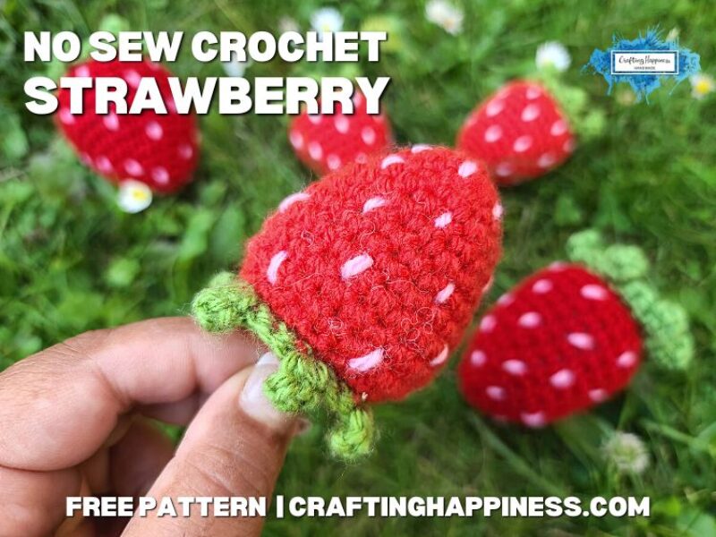 FB BLOG POSTER - No Sew Crochet Strawberry - Crafting Happiness
