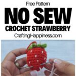 MAIN PIN BLOG POSTER - No Sew Crochet Strawberry - Crafting Happiness