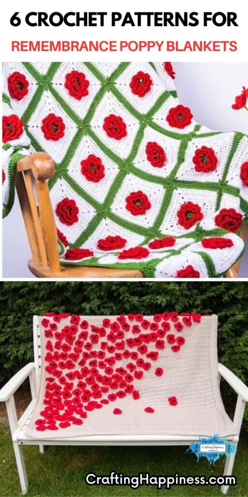 PIN 2 - 6 Crochet Patterns For Remembrance Poppy Blankets - Crafting Happiness