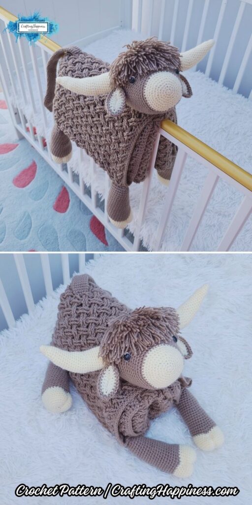 PINTEREST 1 BLOG POSTER - Highland Cow Crochet Baby Blanket _ Crafting Happiness