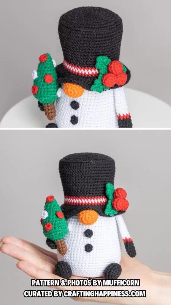 Snowman Gnome with a Small Christmas Tree in His Hand