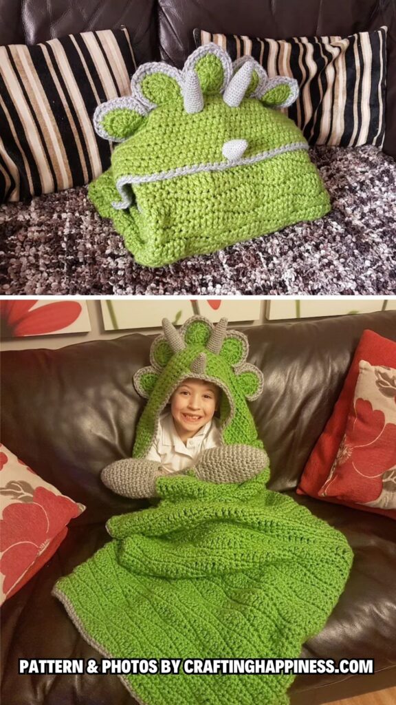 2 in 1 Hooded Dinosaur Blanket Triceratops
