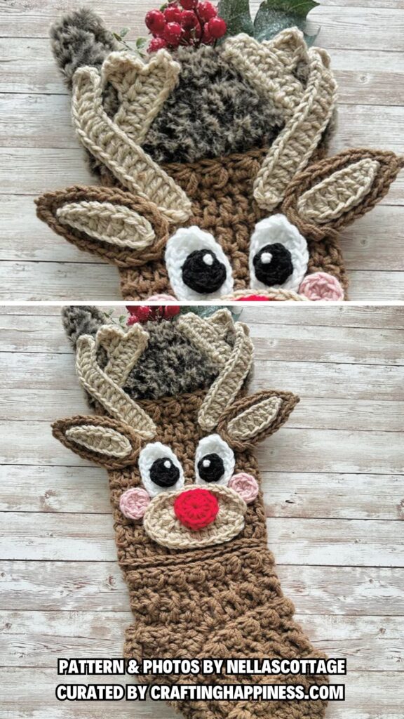 Winter Rudolph Christmas Stocking