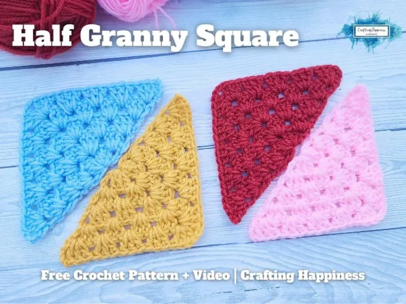 BLOG PREVIEW POSTER - Half Granny Square - Crafting Happiness
