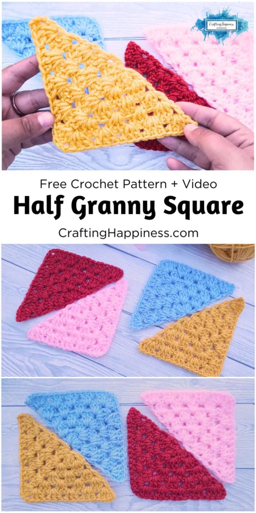 MAIN PIN POSTER - Half Granny Square - Crafting Happiness