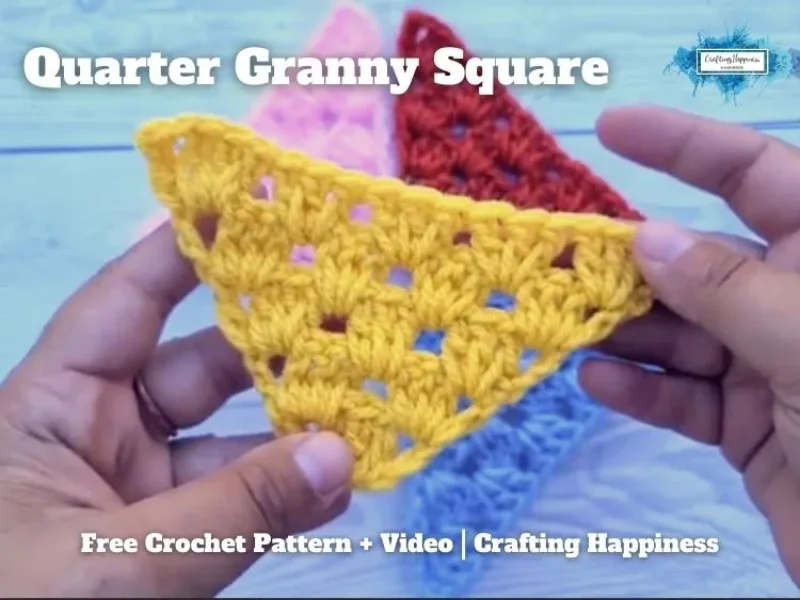 BLOG PREVIEW POSTER - Quarter Granny Square - Crafting Happiness