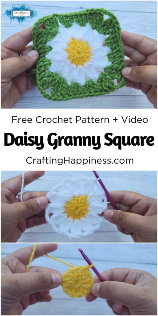 MAIN PIN POSTER - Daisy Granny Square - Crafting Happiness