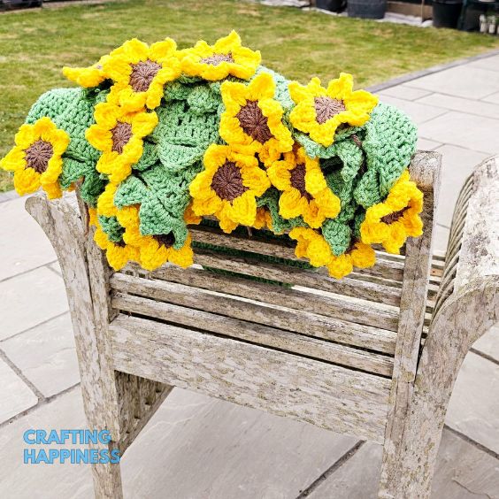BLOG PHOTO 2 - Sunflower Bouquet Blanket - Free Crochet Blanket Pattern - Crafting Happiness
