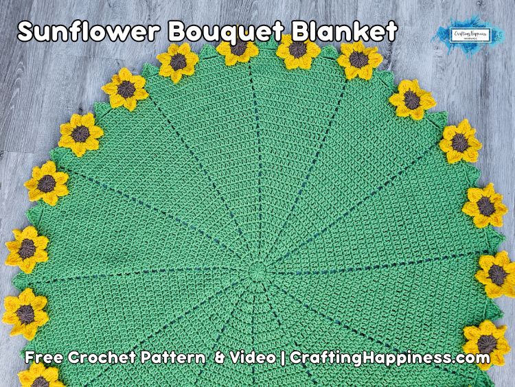 FB POSTER - Sunflower Bouquet Blanket - Free Crochet Blanket Pattern - Crafting Happiness