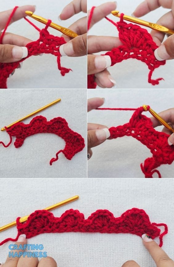 Row 2 - Crochet Stawberry Stitch - Stitch Tutorial By Crafting Happiness