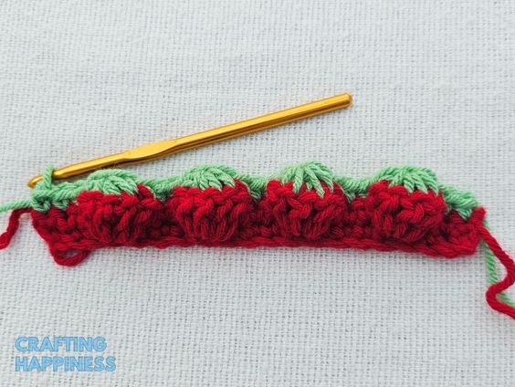 Row 3B - Crochet Stawberry Stitch - Stitch Tutorial By Crafting Happiness 