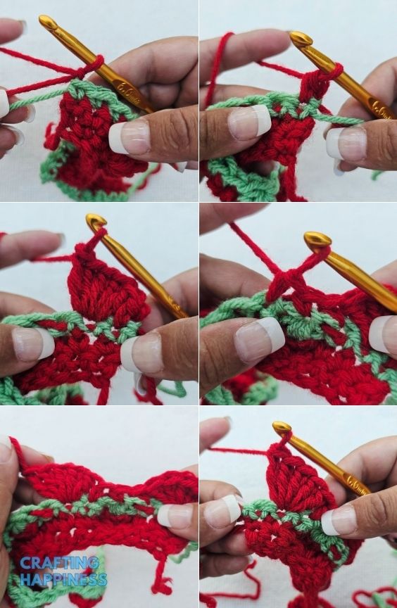 Row 4A - Crochet Stawberry Stitch - Stitch Tutorial By Crafting Happiness