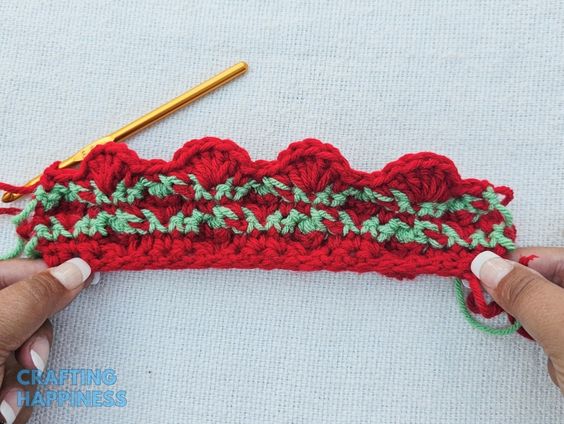 Row 6 - Crochet Stawberry Stitch - Stitch Tutorial By Crafting Happiness