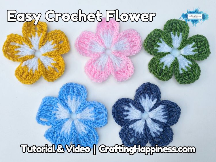FB POSTER - Easy Crochet Flower - Crafting Happiness