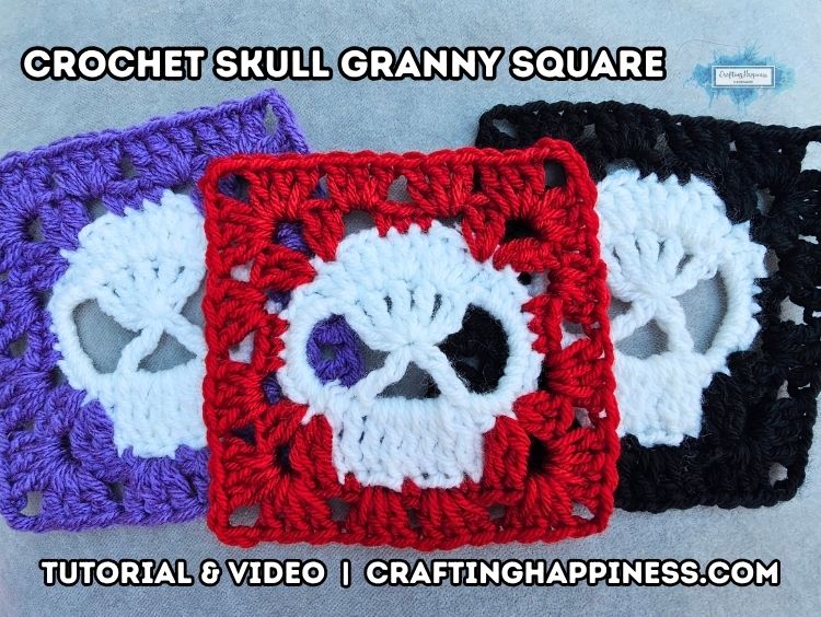 BLOG POSTER - Skull Granny Square - CraftingHappiness