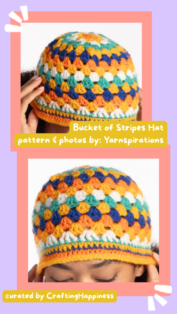 13 Bucket of Stripes Hat - Crafting Happiness