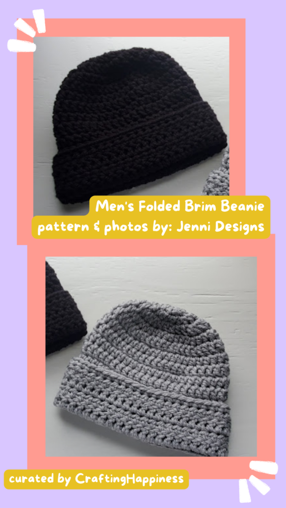 15 Men's Folded Brim Beanie - Crafting Happiness