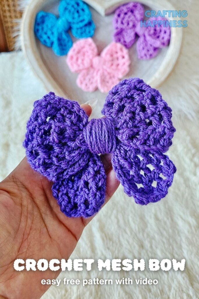 MAIN PIN 2 - Easy Mesh Bow Free Pattern With Video- CraftingHappiness