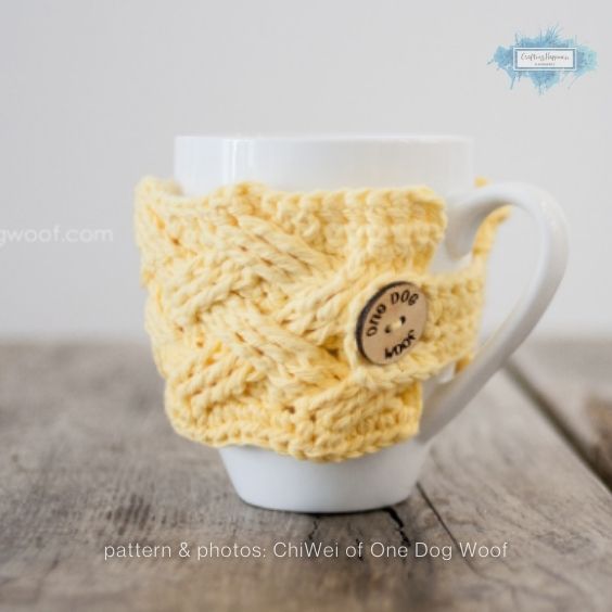 Woven Cables Mug Cozy - Crafting Happiness