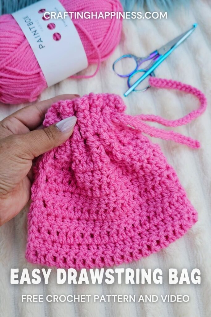 MAIN PIN 2 - Drawstring Makeup Pouch Free Crochet Pattern - Crafting Happiness