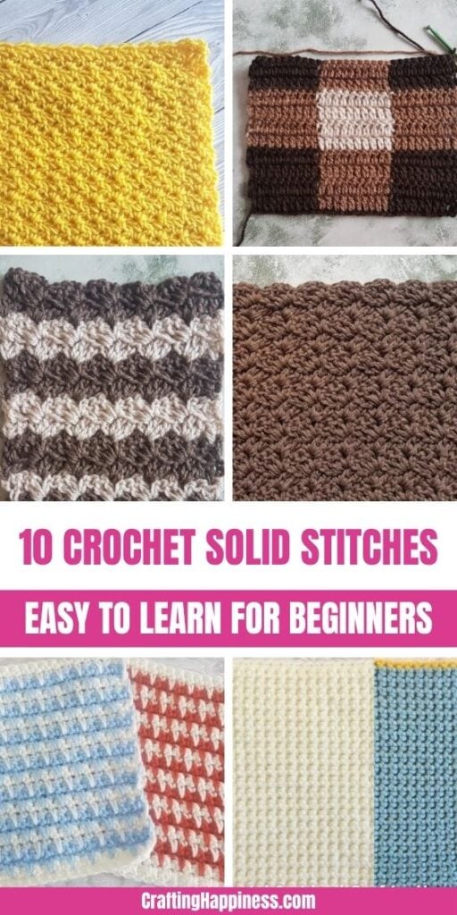 Crochet Solid Stitch Tutorials For Beginners - Curated By Crafting Happiness